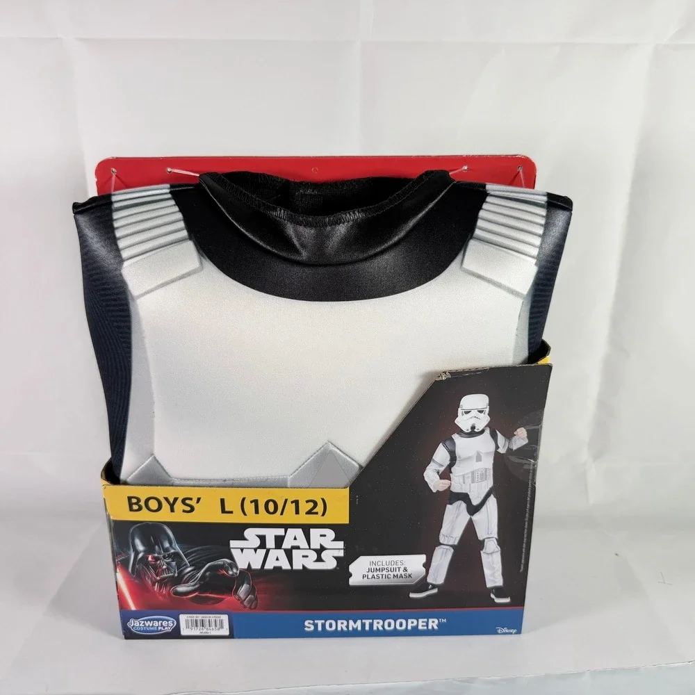 Star Wars Stormtrooper Costume Boys Size Large 10/12 Jumpsuit Mask Jazwares NIB